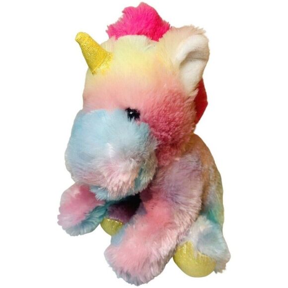 Unicorn Rainbow Pink Mane Tail Plush Goffa Stuffed Animal Toy 8" Soft Lovey - Picture 1 of 5